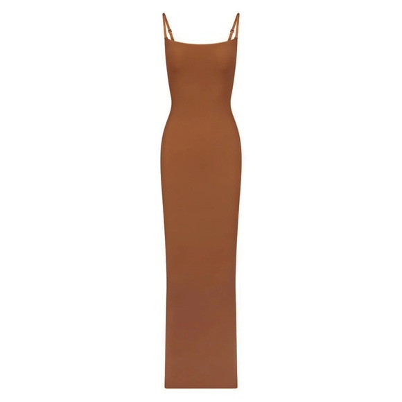 SKIMS Fits Everybody Long Slip Dress | Bronze - Picture 3 of 16